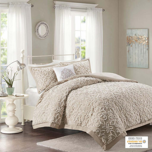 Sabrina 4 piece Tufted Cotton Comforter set