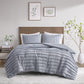 Maddox 3 Piece Striated Cationic Dyed Oversized Comforter Set with Pleats