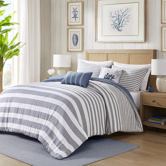 Brooks 5 Piece Cotton Stripe Duvet Cover Set