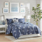 Seaside 4 Piece Cotton Reversible Embroidered Quilt Set with Throw Pillow