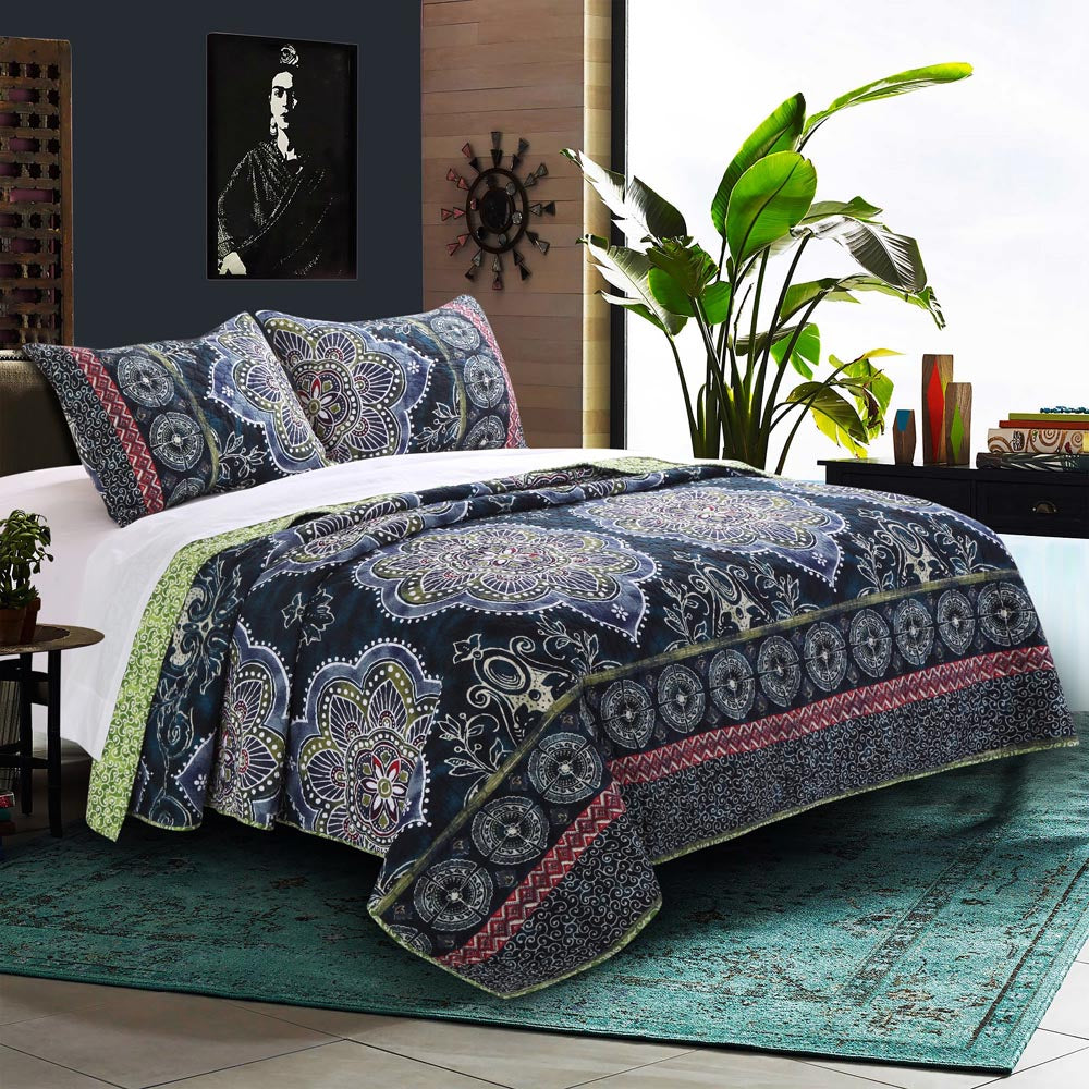 Twyla Midnight 3Pc King Quilt Set