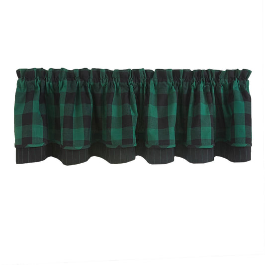 Wicklow Check Layered Valance-Forest