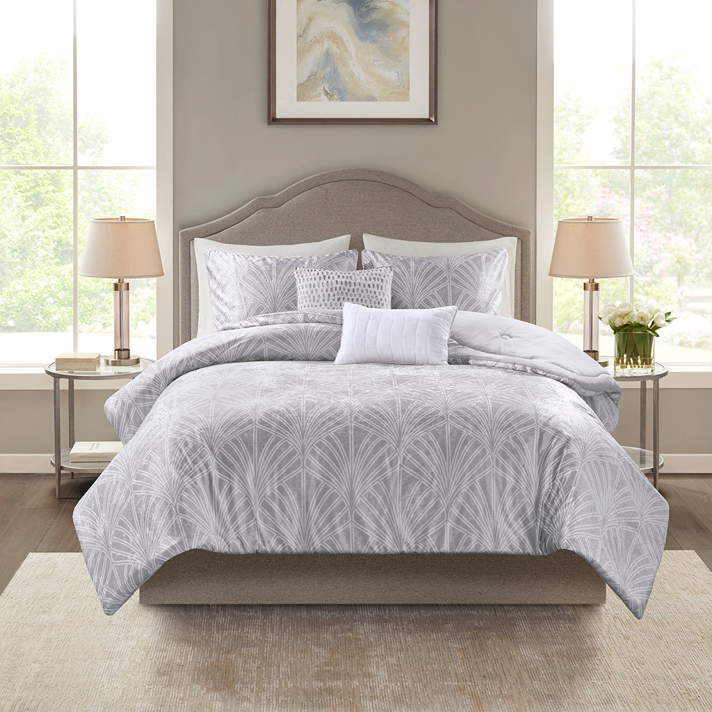 Kiona 5 Piece Crushed Velvet Comforter Set