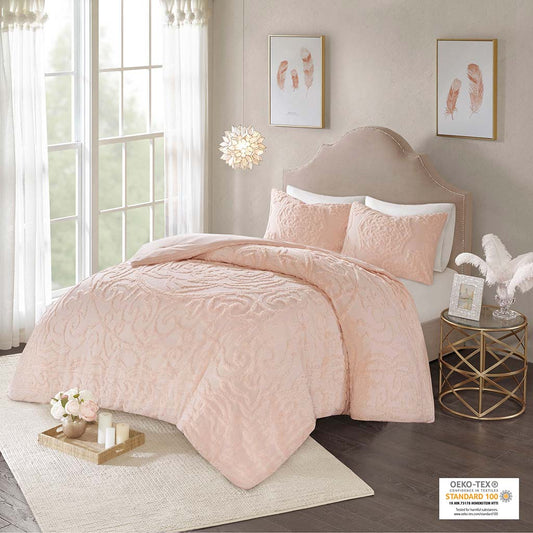 Laetitia 3-Piece Tufted Cotton Chenille Medallion Comforter Set