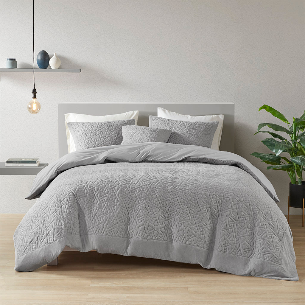 Origami 3 Piece Oversized Knit Quilted Top Duvet Cover Set