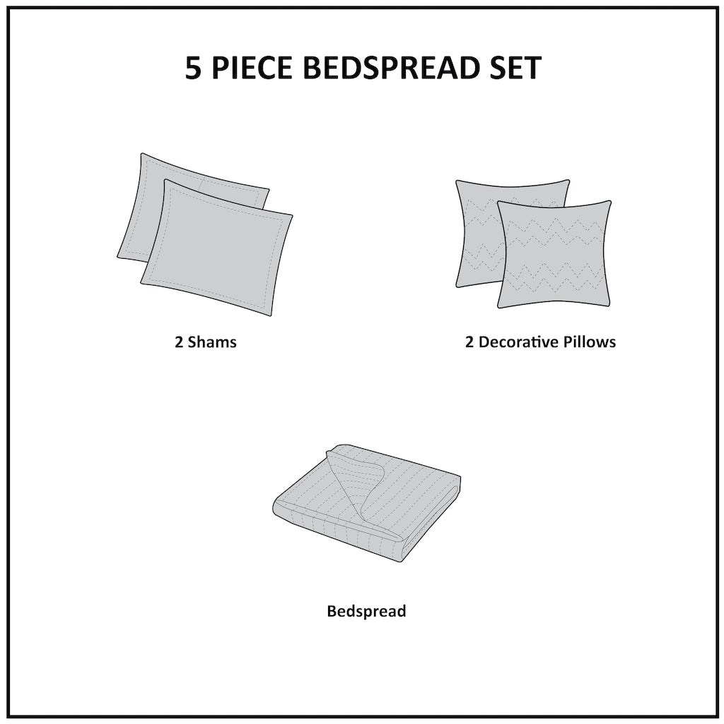 Ashbury 5 Piece Reversible Bedspread Set