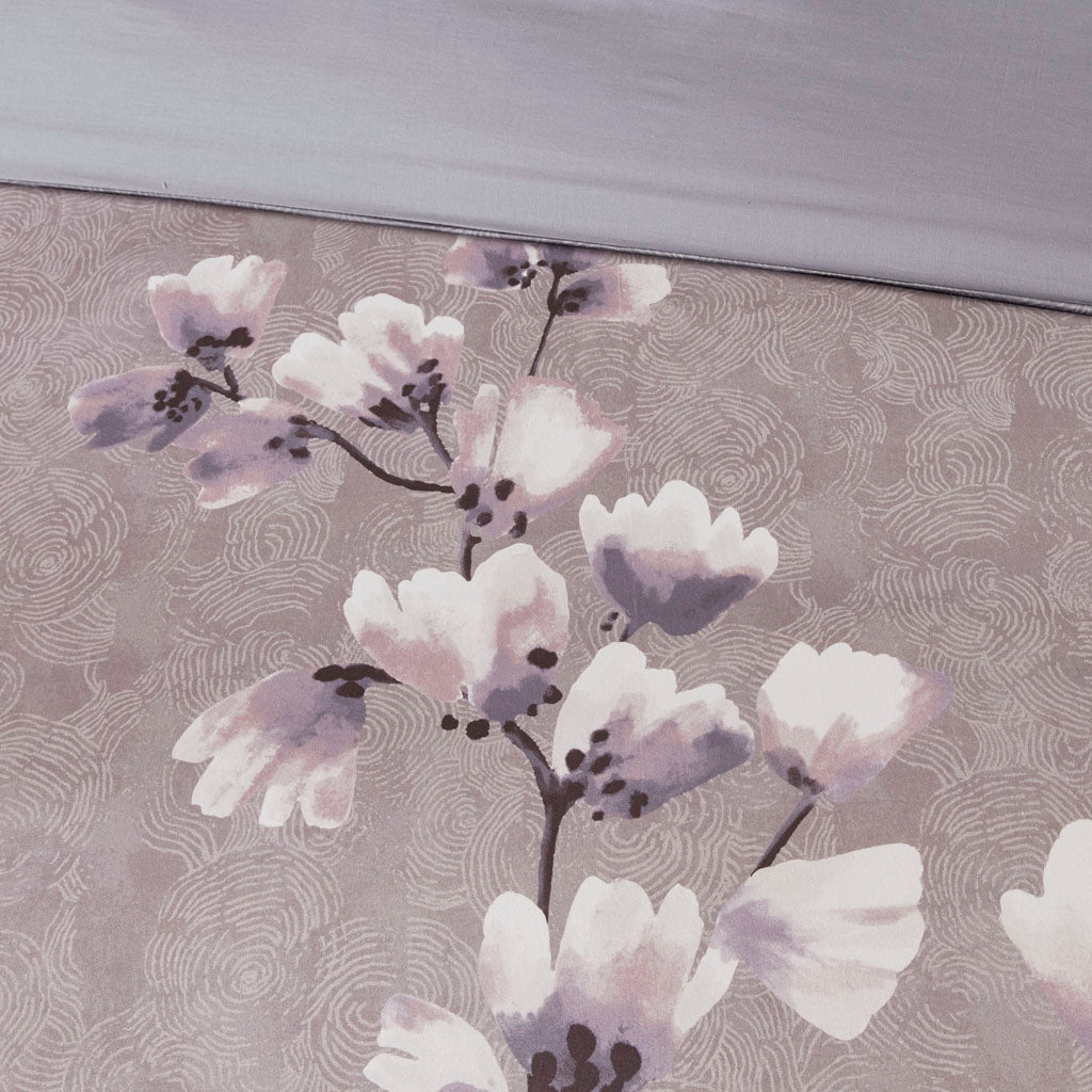 Sakura Blossom 3 Piece Cotton Sateen Printed Duvet Cover Set