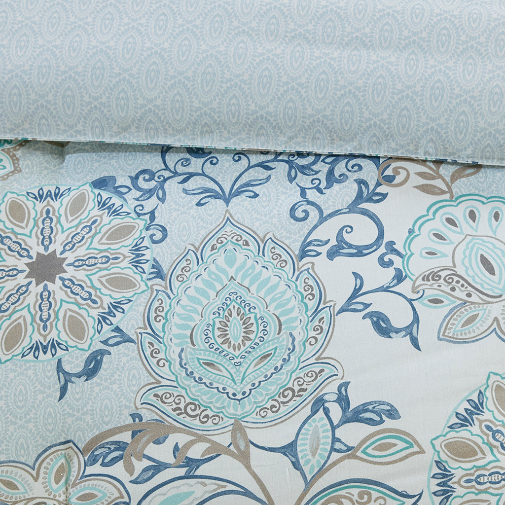 Isla 8 Piece Cotton Floral Printed Reversible Comforter Set