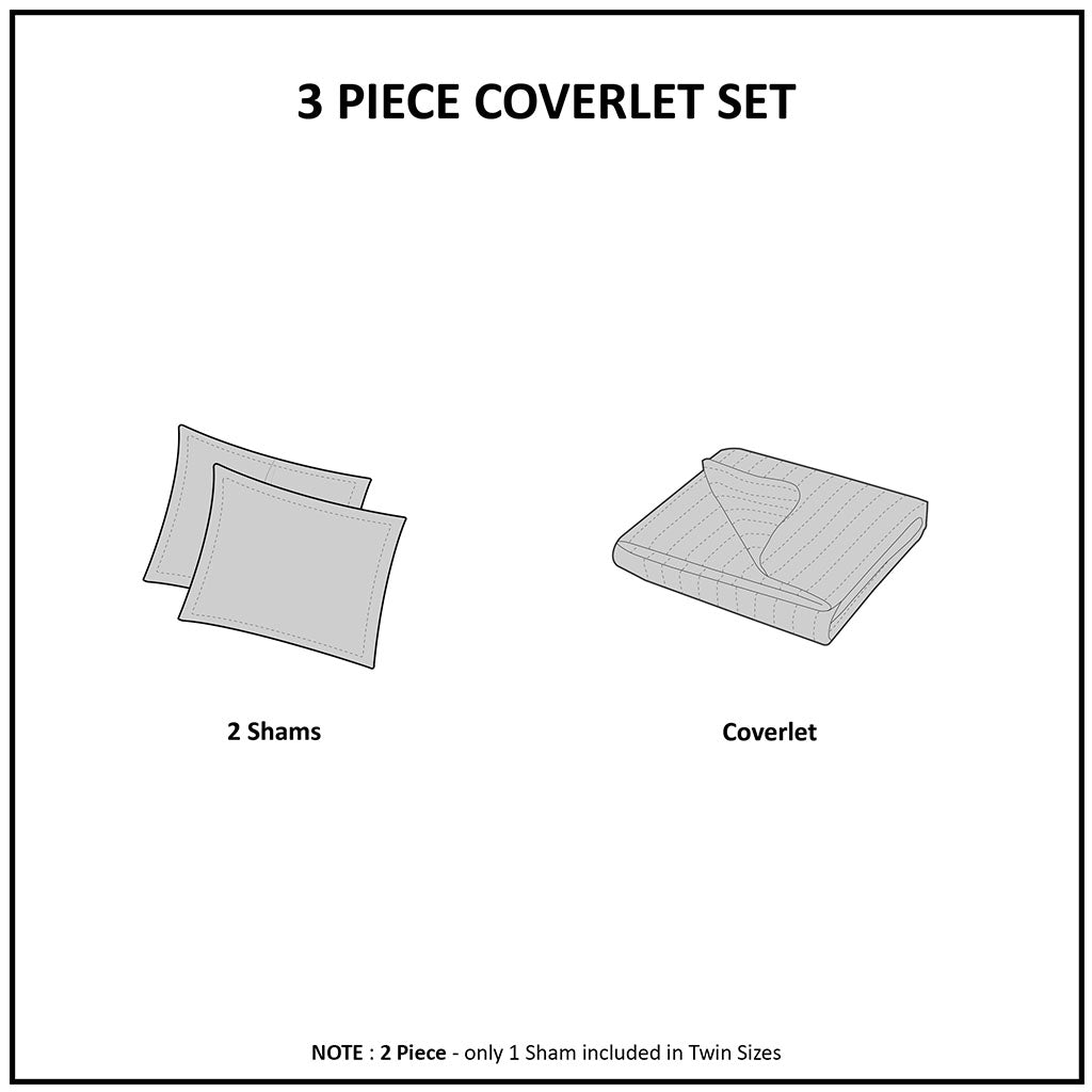 Violette 3 Piece Tufted Cotton Chenille Coverlet Set