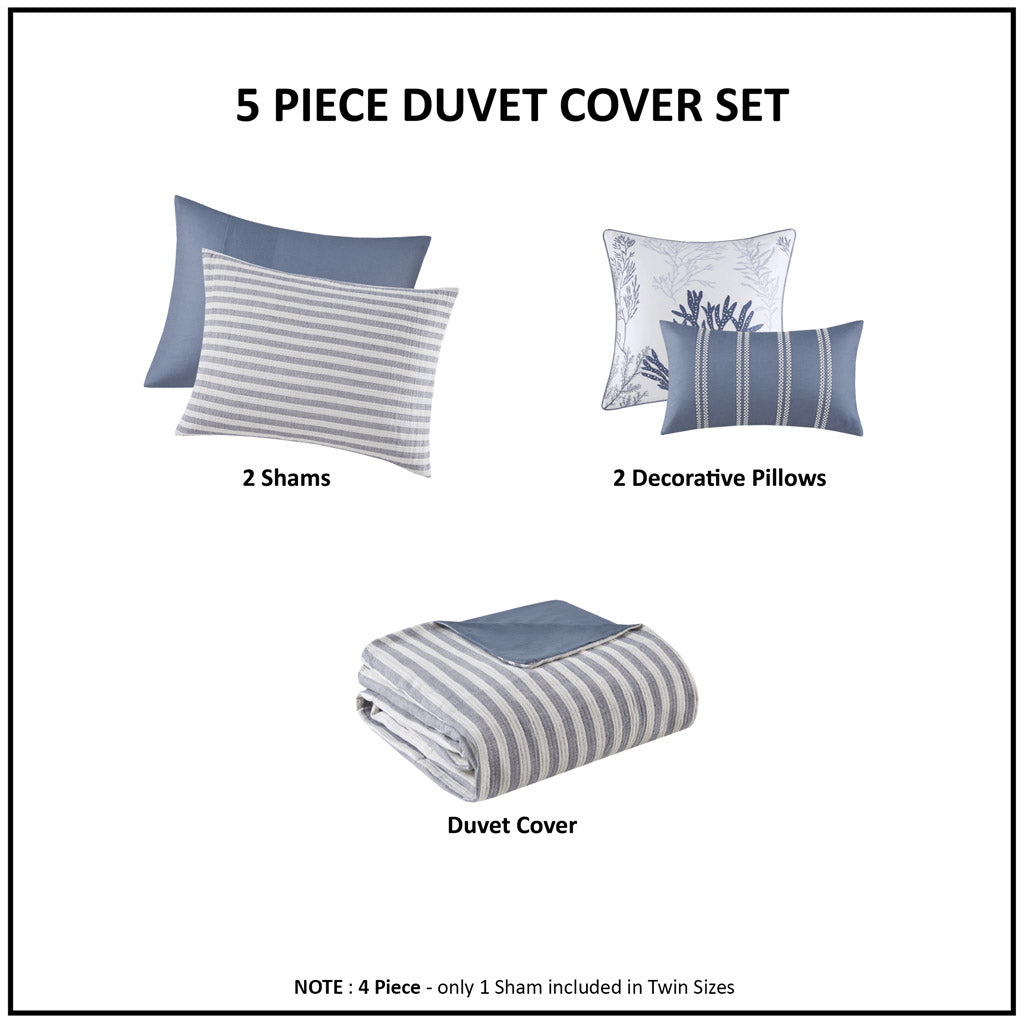 Brooks 5 Piece Cotton Stripe Duvet Cover Set