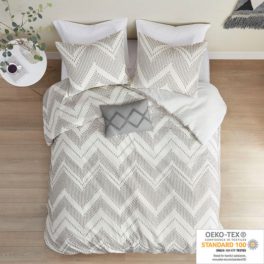 Bayside 4 Piece Cotton Clip Jacquard Duvet Cover Set