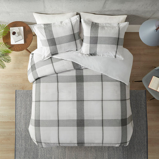 Union Square Cotton Yarn Dyed Jacquard Plaid Duvet Cover Set