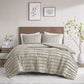 Maddox 3 Piece Striated Cationic Dyed Oversized Duvet Cover Set with Pleats