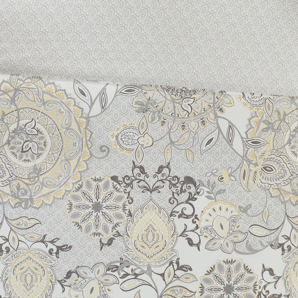 Isla 3 Piece Cotton Floral Printed Reversible Duvet Cover Set