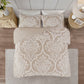 Viola 3 piece Tufted Cotton Chenille Damask Duvet Cover Set