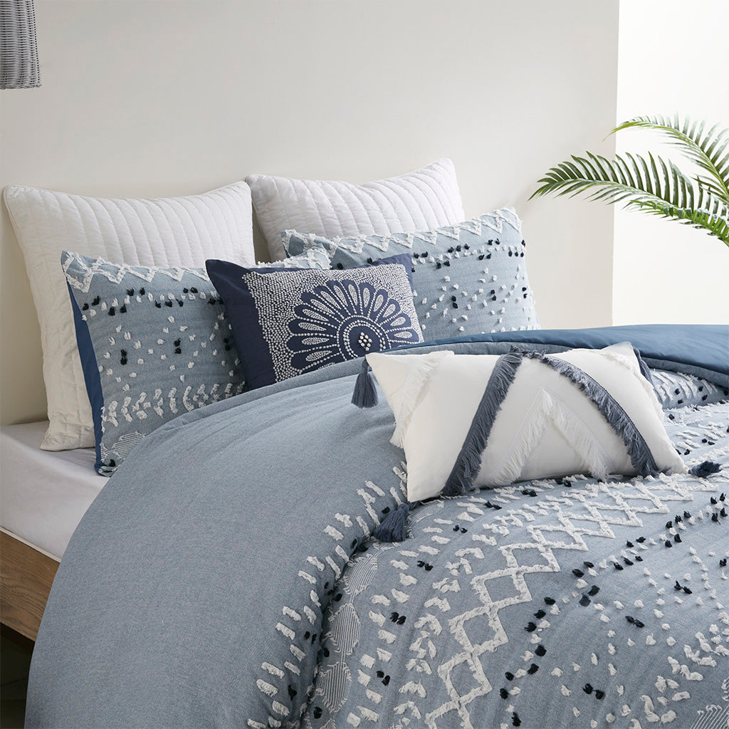 Dora Organic Cotton Chambray 3 Piece Duvet Cover Set