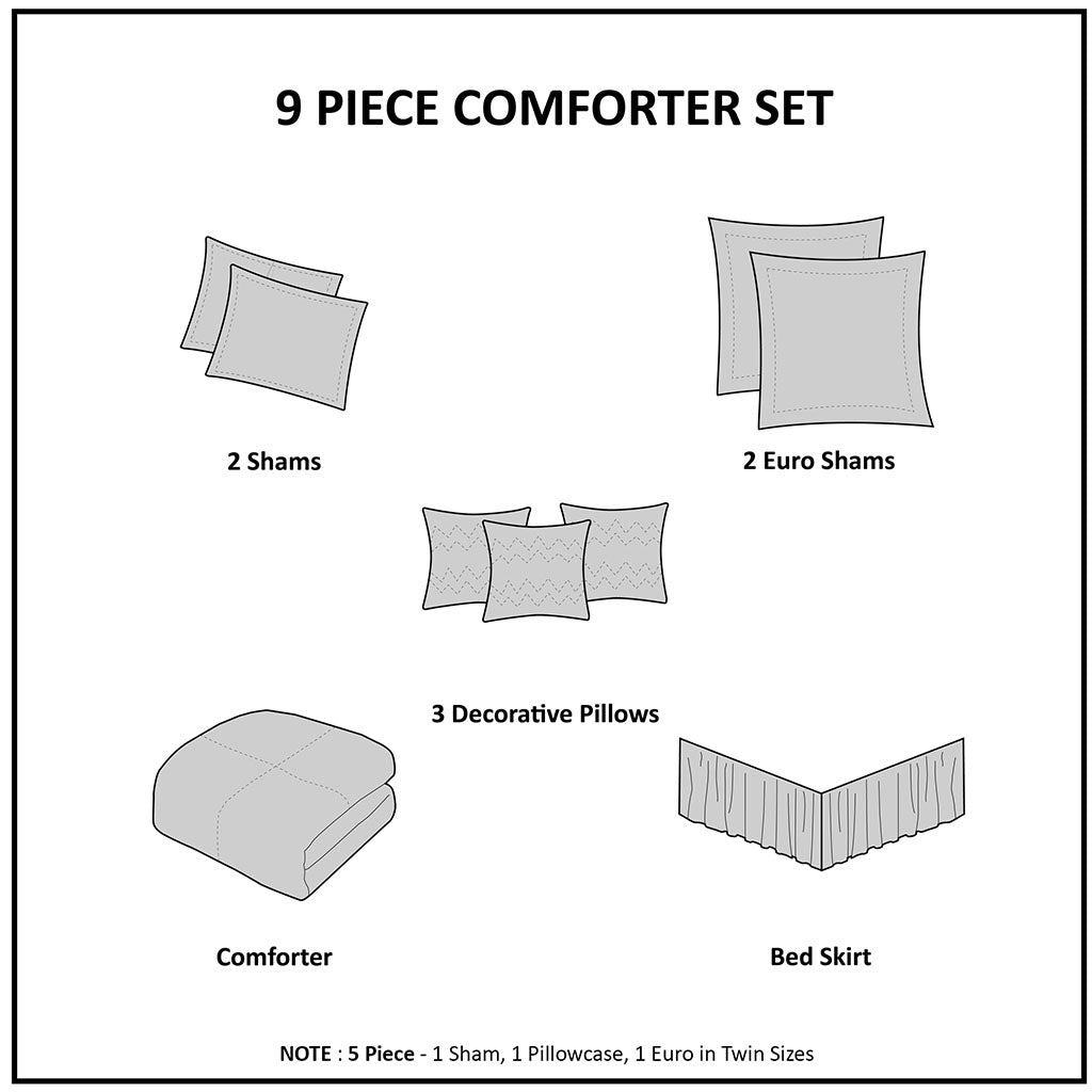 Mindy 9 Piece Cotton Percale Comforter Set
