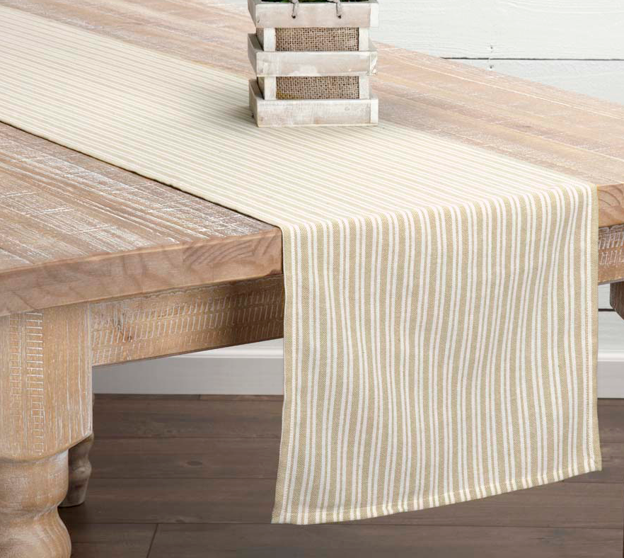 Classic Stripe Taupe 72" Table Runner