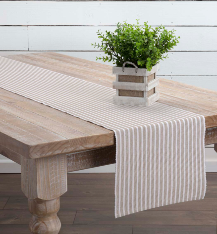 Harmony Taupe Ribbed Table Runner 13X90